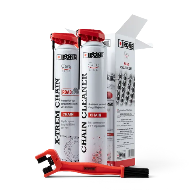 IPONE PACK CHAINE TOUT-TERRAIN - Dégraissant 750ml + Graisse 750ml + Brosse