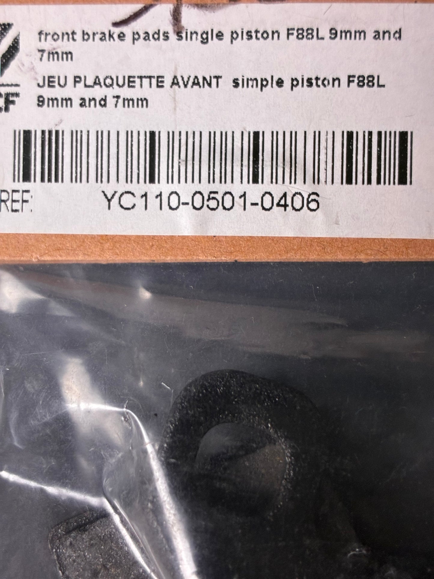 Plaquette de frein avant simple piston