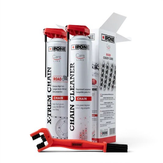 IPONE PACK CHAINE TOUT-TERRAIN - Dégraissant 750ml + Graisse 750ml + Brosse